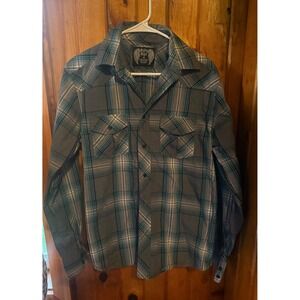Eighty Eight Retro Rock Roll  Plaid Button Up Shirt Size Medium‎